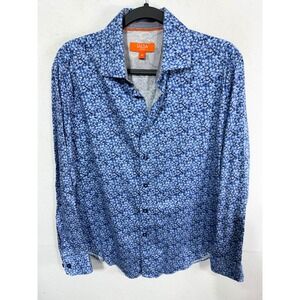Tallia Sport Button Down Shirt Floral Men's M Blue Long Sleeve Casual Floral